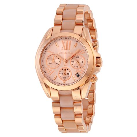 michael kors mini bradshaw rose gold watch|Michael Kors bradshaw chronograph watch.